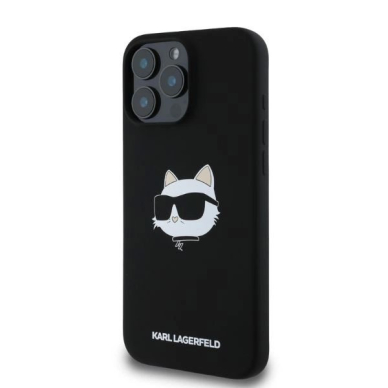 iPhone 16 Pro Max Karl Lagerfeld Silicone Choupette Head Print MagSafe dėklas - juodas 2