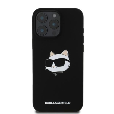 iPhone 16 Pro Max Karl Lagerfeld Silicone Choupette Head Print MagSafe dėklas - juodas 3