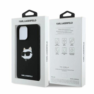 iPhone 16 Pro Max Karl Lagerfeld Silicone Choupette Head Print MagSafe dėklas - juodas 4