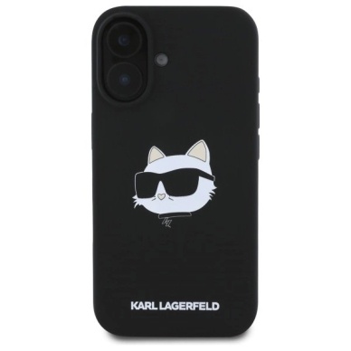 iPhone 16 Karl Lagerfeld Silicone Choupette Head Print MagSafe dėklas - juodas 2