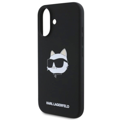 iPhone 16 Karl Lagerfeld Silicone Choupette Head Print MagSafe dėklas - juodas 5