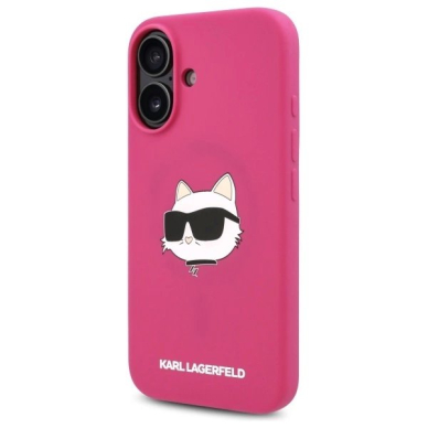iPhone 16 – Karl Lagerfeld Silicone Choupette Head Print MagSafe dėklas - Fuksija 1