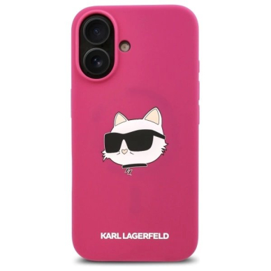 iPhone 16 – Karl Lagerfeld Silicone Choupette Head Print MagSafe dėklas - Fuksija 2