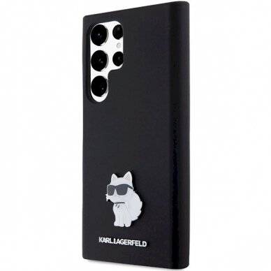 Karl Lagerfeld Silicone Choupette Metal Pin dėklas Samsung Galaxy S24 Ultra - Juodas 1 Karl Lagerfeld Silicone Choupette Metal Pin dėklas Samsung Galaxy S24 Ultra - Juodas 1