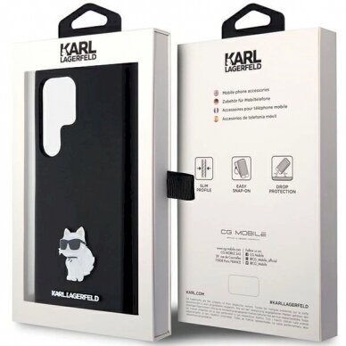 Karl Lagerfeld Silicone Choupette Metal Pin dėklas Samsung Galaxy S24 Ultra - Juodas 7 Karl Lagerfeld Silicone Choupette Metal Pin dėklas Samsung Galaxy S24 Ultra - Juodas 7