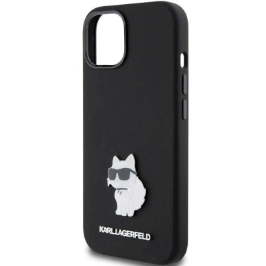 Karl Lagerfeld Silicone Choupette Metal Pin dėklas skirtas iPhone 15 Plus / 14 Plus - Juodas 5 Karl Lagerfeld Silicone Choupette Metal Pin dėklas skirtas iPhone 15 Plus / 14 Plus - Juodas 5