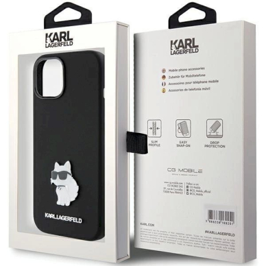Karl Lagerfeld Silicone Choupette Metal Pin dėklas skirtas iPhone 15 Plus / 14 Plus - Juodas 7 Karl Lagerfeld Silicone Choupette Metal Pin dėklas skirtas iPhone 15 Plus / 14 Plus - Juodas 7