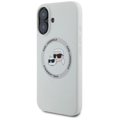Karl Lagerfeld Silikoninis Double Heads And Circle MagSafe Dėklas skirtas iPhone 16 beige 1