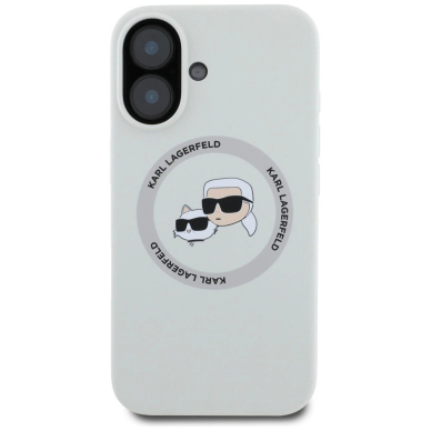 Karl Lagerfeld Silikoninis Double Heads And Circle MagSafe Dėklas skirtas iPhone 16 beige 2