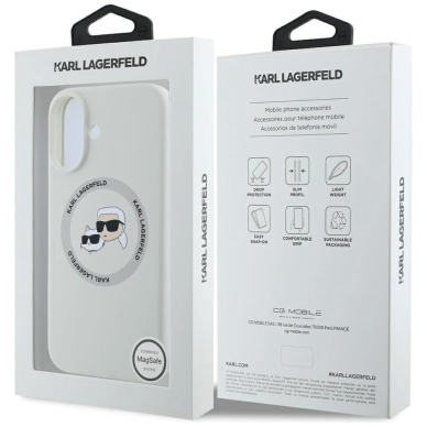 Karl Lagerfeld Silikoninis Double Heads And Circle MagSafe Dėklas skirtas iPhone 16 beige 7