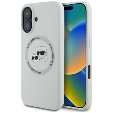 Karl Lagerfeld Silikoninis Double Heads And Circle MagSafe Dėklas skirtas iPhone 16 beige Karl Lagerfeld Silikoninis Double Heads And Circle MagSafe Dėklas skirtas iPhone 16 beige