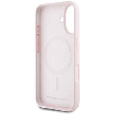 Karl Lagerfeld Silikoninis Double Heads And Circle MagSafe Dėklas skirtas iPhone 16 Rožinis 6