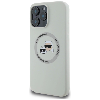 Karl Lagerfeld Silikoninis Double Heads And Circle MagSafe Dėklas skirtas iPhone 16 Pro Beige 1