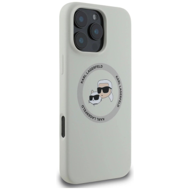Karl Lagerfeld Silikoninis Double Heads And Circle MagSafe Dėklas skirtas iPhone 16 Pro Beige 3