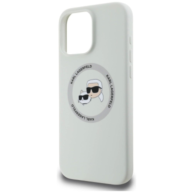 Karl Lagerfeld Silikoninis Double Heads And Circle MagSafe Dėklas skirtas iPhone 16 Pro Beige 5