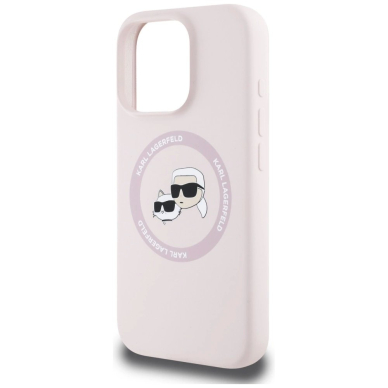 Karl Lagerfeld Silikoninis Double Heads And Circle MagSafe Dėklas skirtas iPhone 16 Pro Max Rožinis 5