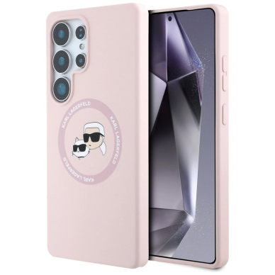 Karl Lagerfeld Silicone Double Heads And Circle MagSafe Samsung Galaxy S25 Ultra Dėklas Rožinis Karl Lagerfeld Silicone Double Heads And Circle MagSafe Samsung Galaxy S25 Ultra Dėklas Rožinis
