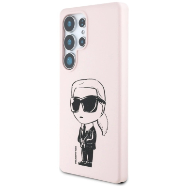 Karl Lagerfeld Silikoninis Graffiti Ikonik Printed Logo MagSafe Dėklas skirtas Samsung Galaxy S25 Ultra - Rožinis 1