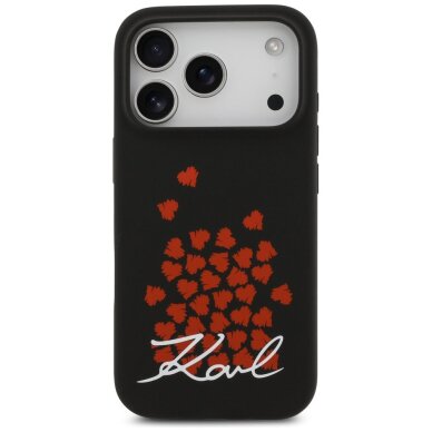 iPhone 17 Pro dėklas Karl Lagerfeld Silicone Heart Sign Logo MagSafe – juodas 2
