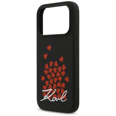 iPhone 17 Pro dėklas Karl Lagerfeld Silicone Heart Sign Logo MagSafe – juodas 5