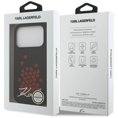 iPhone 17 Pro dėklas Karl Lagerfeld Silicone Heart Sign Logo MagSafe – juodas 7