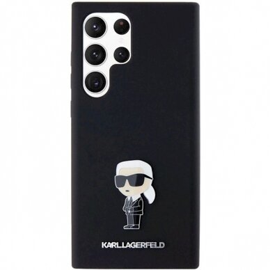 Karl Lagerfeld Silicone Ikonik Metal Pin dėklas Samsung Galaxy S24 Ultra - Juodas 2 Karl Lagerfeld Silicone Ikonik Metal Pin dėklas Samsung Galaxy S24 Ultra - Juodas 2
