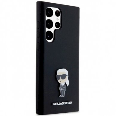 Karl Lagerfeld Silicone Ikonik Metal Pin dėklas Samsung Galaxy S24 Ultra - Juodas 3 Karl Lagerfeld Silicone Ikonik Metal Pin dėklas Samsung Galaxy S24 Ultra - Juodas 3
