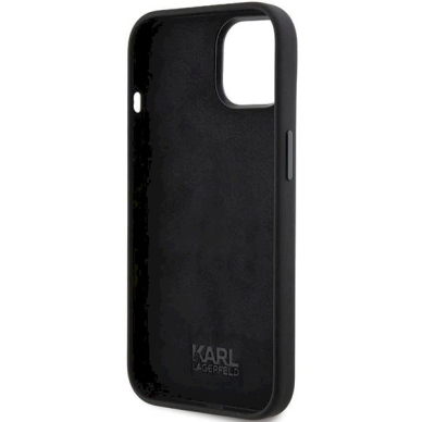 Karl Lagerfeld Silicone Ikonik Metal Pin dėklas skirtas iPhone 15 - Juodas 6 Karl Lagerfeld Silicone Ikonik Metal Pin dėklas skirtas iPhone 15 - Juodas 6