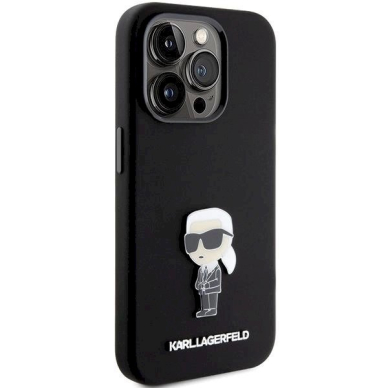 Karl Lagerfeld Silicone Ikonik Metal Pin dėklas skirtas iPhone 15 Pro - Juodas 3 Karl Lagerfeld Silicone Ikonik Metal Pin dėklas skirtas iPhone 15 Pro - Juodas 3