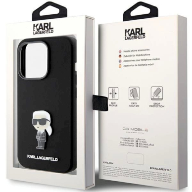 Karl Lagerfeld Silicone Ikonik Metal Pin dėklas skirtas iPhone 15 Pro - Juodas 7 Karl Lagerfeld Silicone Ikonik Metal Pin dėklas skirtas iPhone 15 Pro - Juodas 7