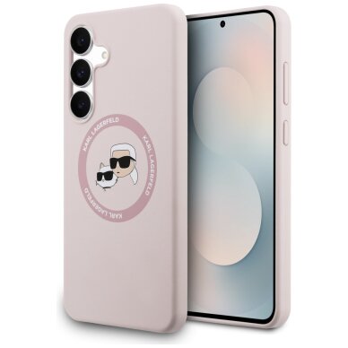 Samsung Galaxy S25 FE Karl Lagerfeld silikoninis Karl & Choupette Heads MagSafe dėklas – rožinis Samsung Galaxy S25 FE Karl Lagerfeld silikoninis Karl & Choupette Heads MagSafe dėklas – rožinis