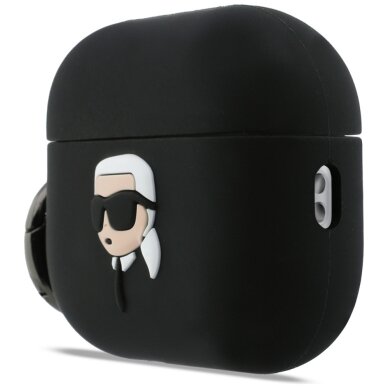 AirPods Pro 3 Karl Lagerfeld silikoninis Karl Head 3D dėklas – juodas 1