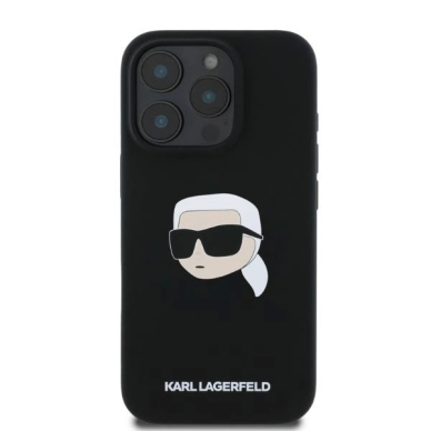 iPhone 16 Pro Max Karl Lagerfeld Silicone Karl Head Print MagSafe dėklas - juodas 3