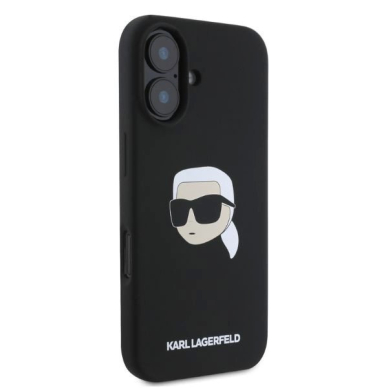 Karl Lagerfeld silikoninis dėklas su Karl galvos atvaizdu MagSafe iPhone 16 - juodas 1
