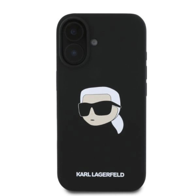 Karl Lagerfeld silikoninis dėklas su Karl galvos atvaizdu MagSafe iPhone 16 - juodas 3