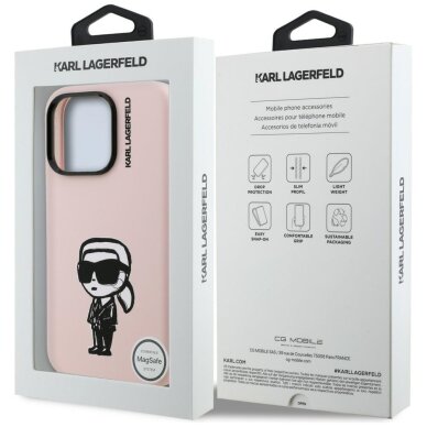 iPhone 16 Pro Max Karl Lagerfeld Silicone Karl Sketch MagSafe dėklas – rožinis 7