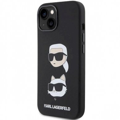 Karl Lagerfeld Silicone Karl&amp;Choupette Head dėklas skirtas iPhone 15 Plus / 14 Plus - Juodas 1