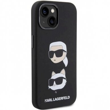 Karl Lagerfeld Silicone Karl&amp;Choupette Head dėklas skirtas iPhone 15 Plus / 14 Plus - Juodas 3