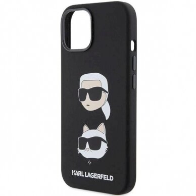 Karl Lagerfeld Silicone Karl&amp;Choupette Head dėklas skirtas iPhone 15 Plus / 14 Plus - Juodas 5