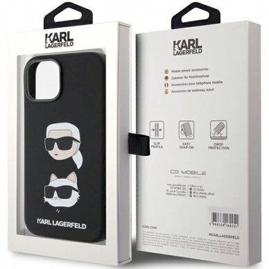Karl Lagerfeld Silicone Karl&amp;Choupette Head dėklas skirtas iPhone 15 Plus / 14 Plus - Juodas 7