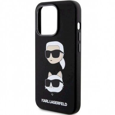 Karl Lagerfeld Silicone Karl&amp;Choupette Head dėklas skirtas iPhone 15 Pro - Juodas 5