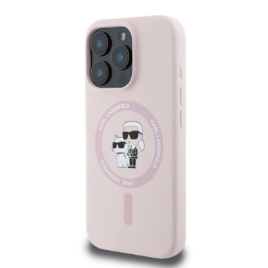 Karl Lagerfeld Silikoninis Karl&Choupette Heads MagSafe Dėklas skirtas iPhone 16 Pro Max - Rožinis 2