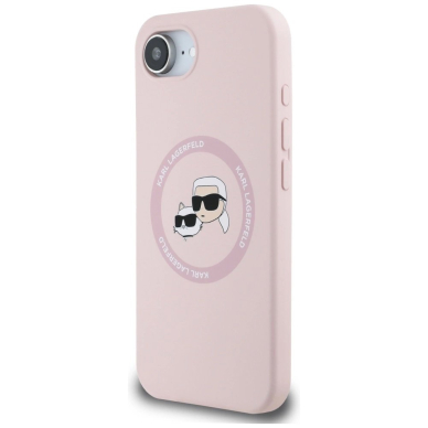Karl Lagerfeld Silikoninis Karl&Choupette Heads MagSafe iPhone 16e Dėklas - Rožinis 1