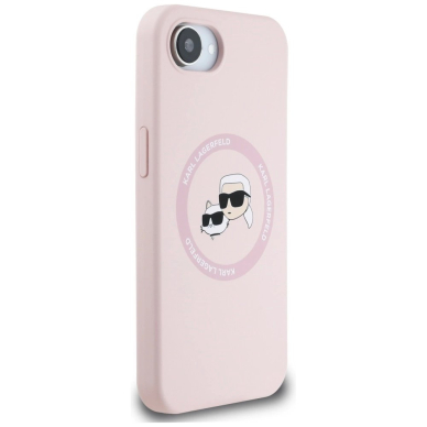 Karl Lagerfeld Silikoninis Karl&Choupette Heads MagSafe iPhone 16e Dėklas - Rožinis 3