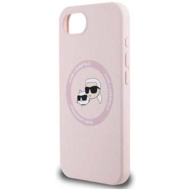 Karl Lagerfeld Silikoninis Karl&Choupette Heads MagSafe iPhone 16e Dėklas - Rožinis 5