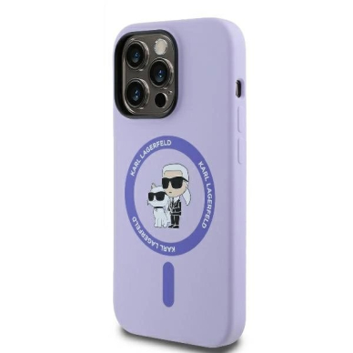 iPhone 14 Pro Max – Karl Lagerfeld Silicone Karl & Choupette Heads Ring MagSafe dėklas - Violetinis 1