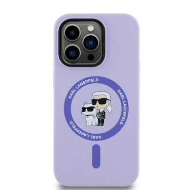 iPhone 14 Pro Max – Karl Lagerfeld Silicone Karl & Choupette Heads Ring MagSafe dėklas - Violetinis 2