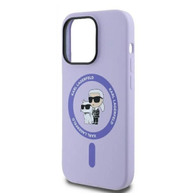 iPhone 14 Pro Max – Karl Lagerfeld Silicone Karl & Choupette Heads Ring MagSafe dėklas - Violetinis 5
