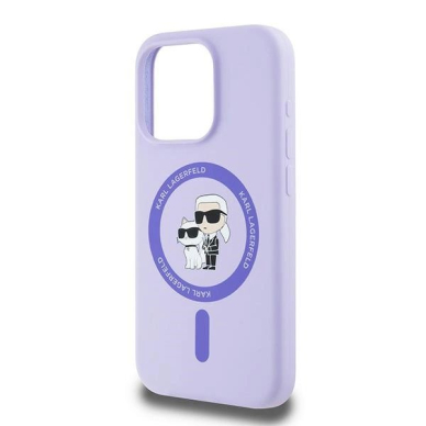Karl Lagerfeld Silicone Karl&Choupette Heads Ring MagSafe Dėklas iPhone 15 Pro - violetinis 5 Karl Lagerfeld Silicone Karl&Choupette Heads Ring MagSafe Dėklas iPhone 15 Pro - violetinis 5