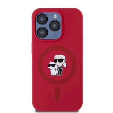 Karl Lagerfeld Silicone Karl&Choupette Heads Ring MagSafe Dėklas iPhone 15 Pro - Red 2 Karl Lagerfeld Silicone Karl&Choupette Heads Ring MagSafe Dėklas iPhone 15 Pro - Red 2